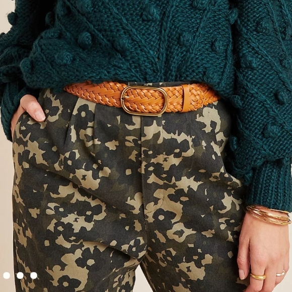 Anthropologie Amadi Green Camo Floral High Rise Pants Medium - Picture 4 of 12